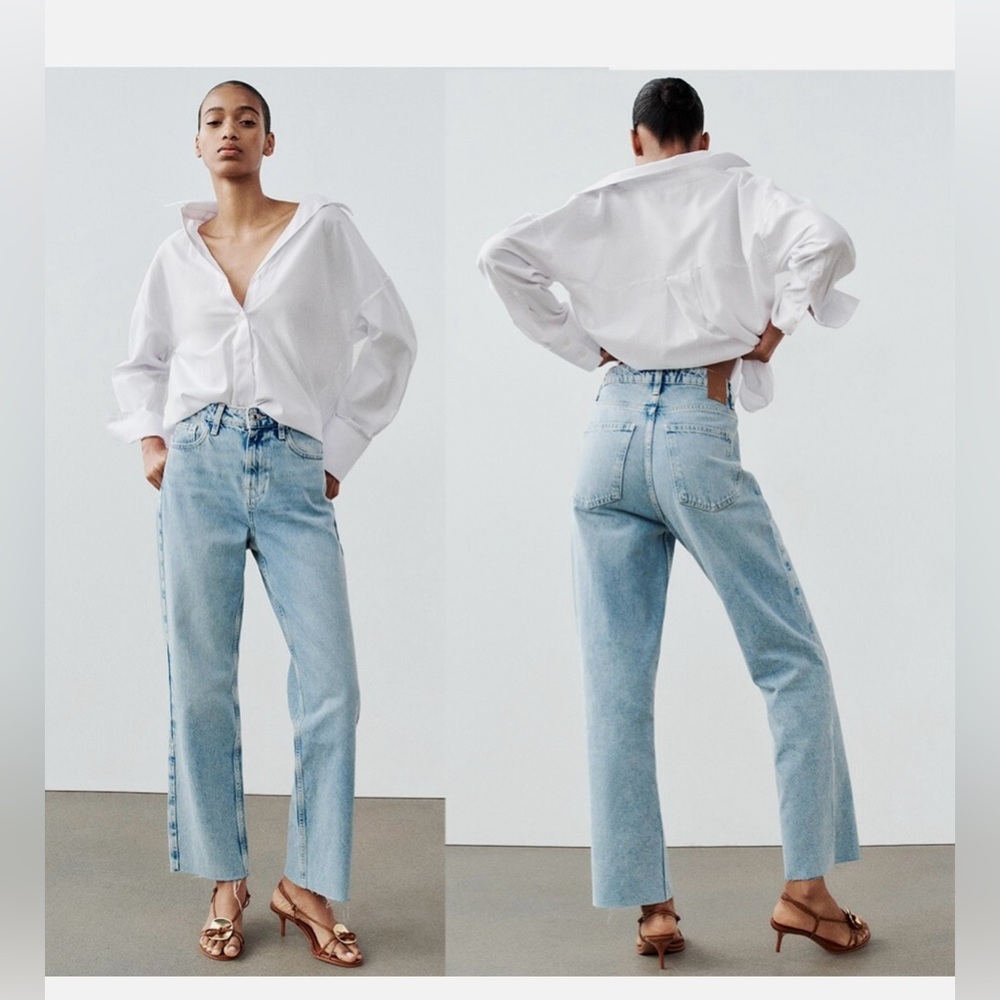 Zara Women's Light Blue Straight Leg Jeans